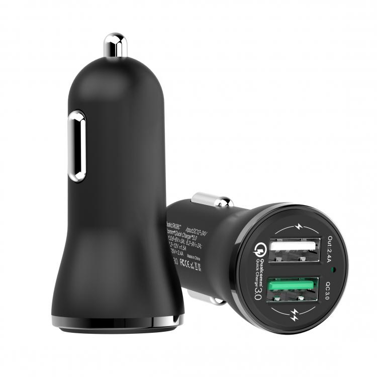 10Car - אביזרים, ציוד וכל מה שצריך לרכב מטענים CC-37 Dual USB Black Car Charger 2.4A Fast ChargeFor Xiaomi Samsung Huawei iPhone iPad